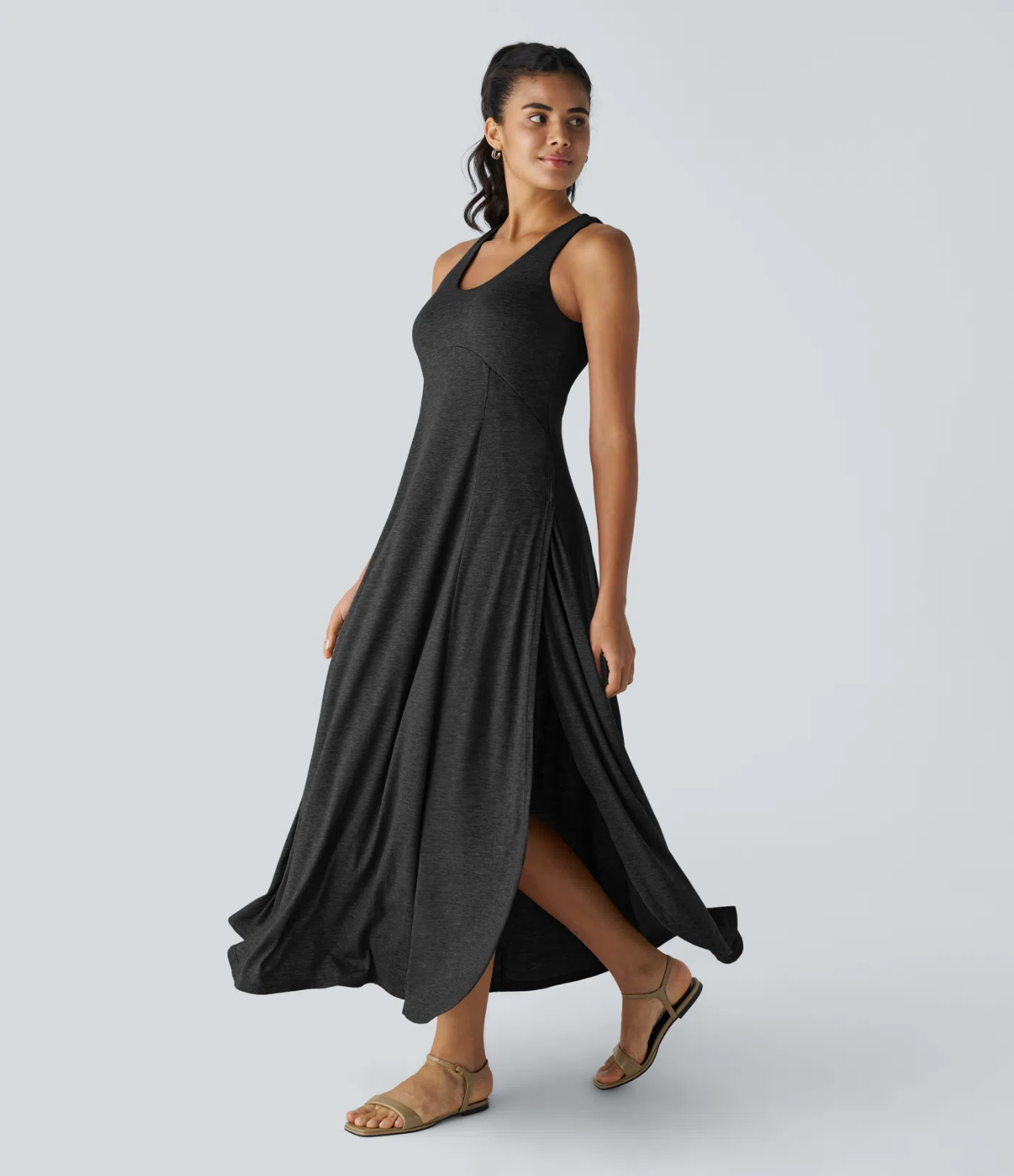 Halara | Maxi Dress con Spacco Laterale e Schiena Scoperta