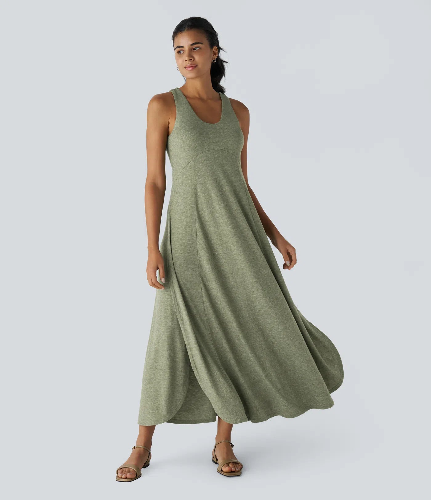 Halara | Maxi Dress con Spacco Laterale e Schiena Scoperta