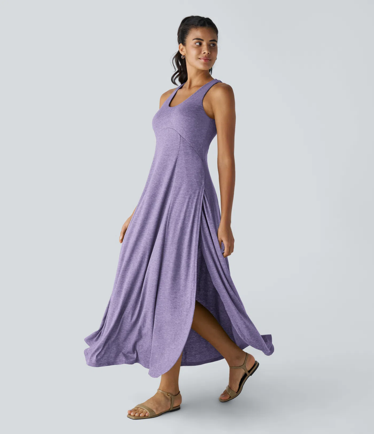 Halara | Maxi Dress con Spacco Laterale e Schiena Scoperta