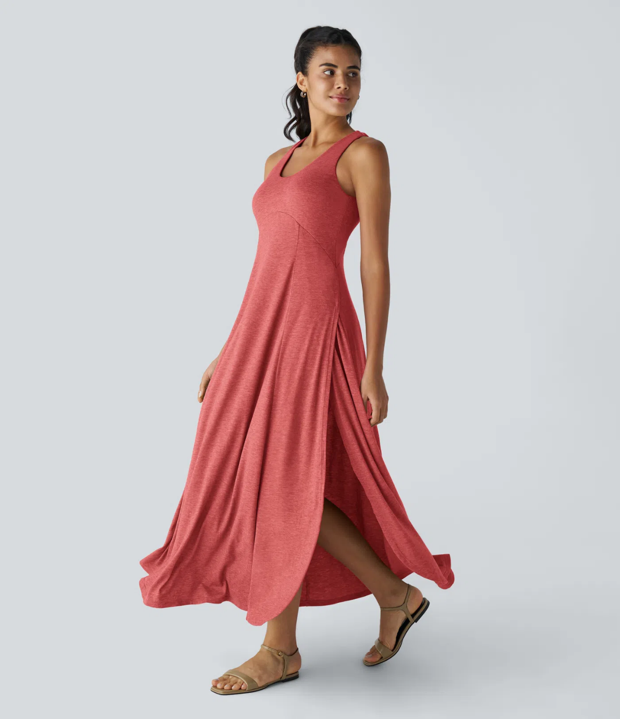 Halara | Maxi Dress con Spacco Laterale e Schiena Scoperta