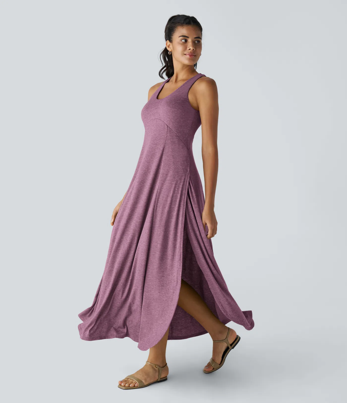 Halara | Maxi Dress con Spacco Laterale e Schiena Scoperta