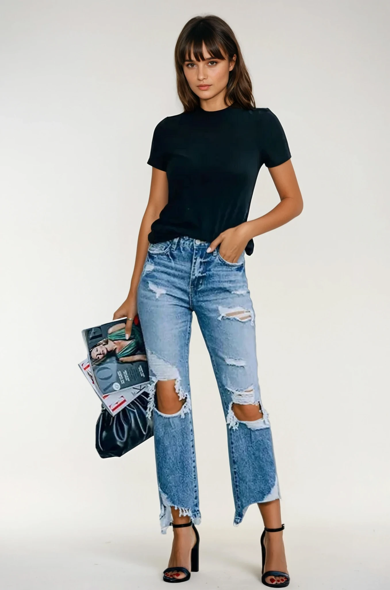 GIADA RIPPED RAW EDGE JEANS