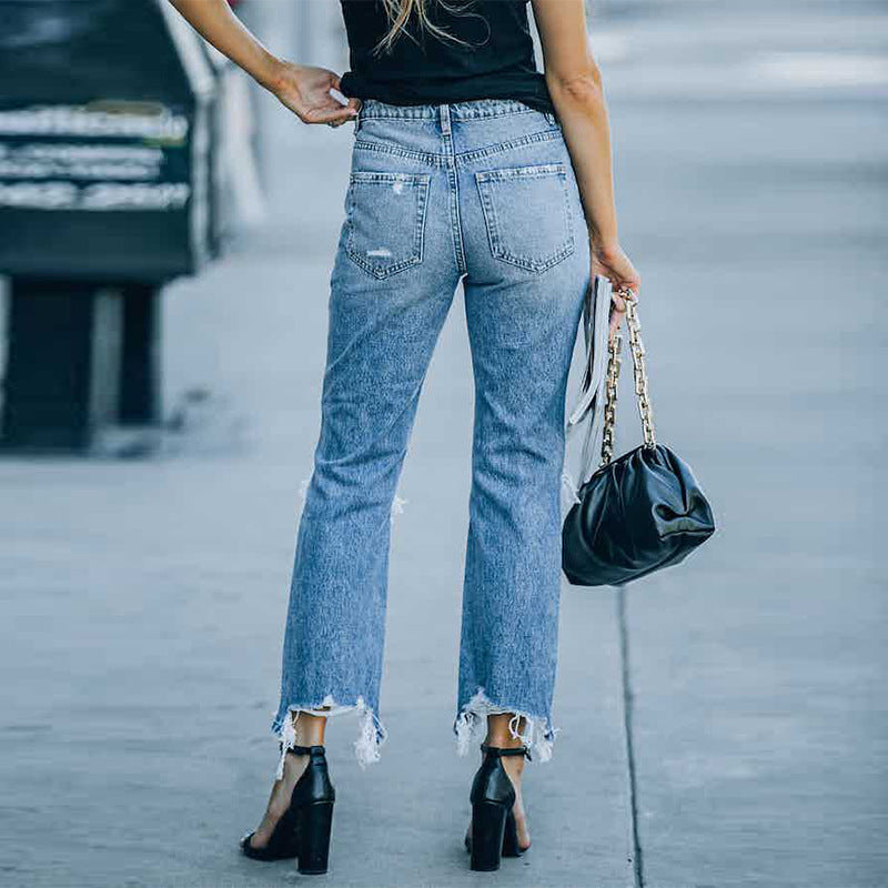 GIADA RIPPED RAW EDGE JEANS