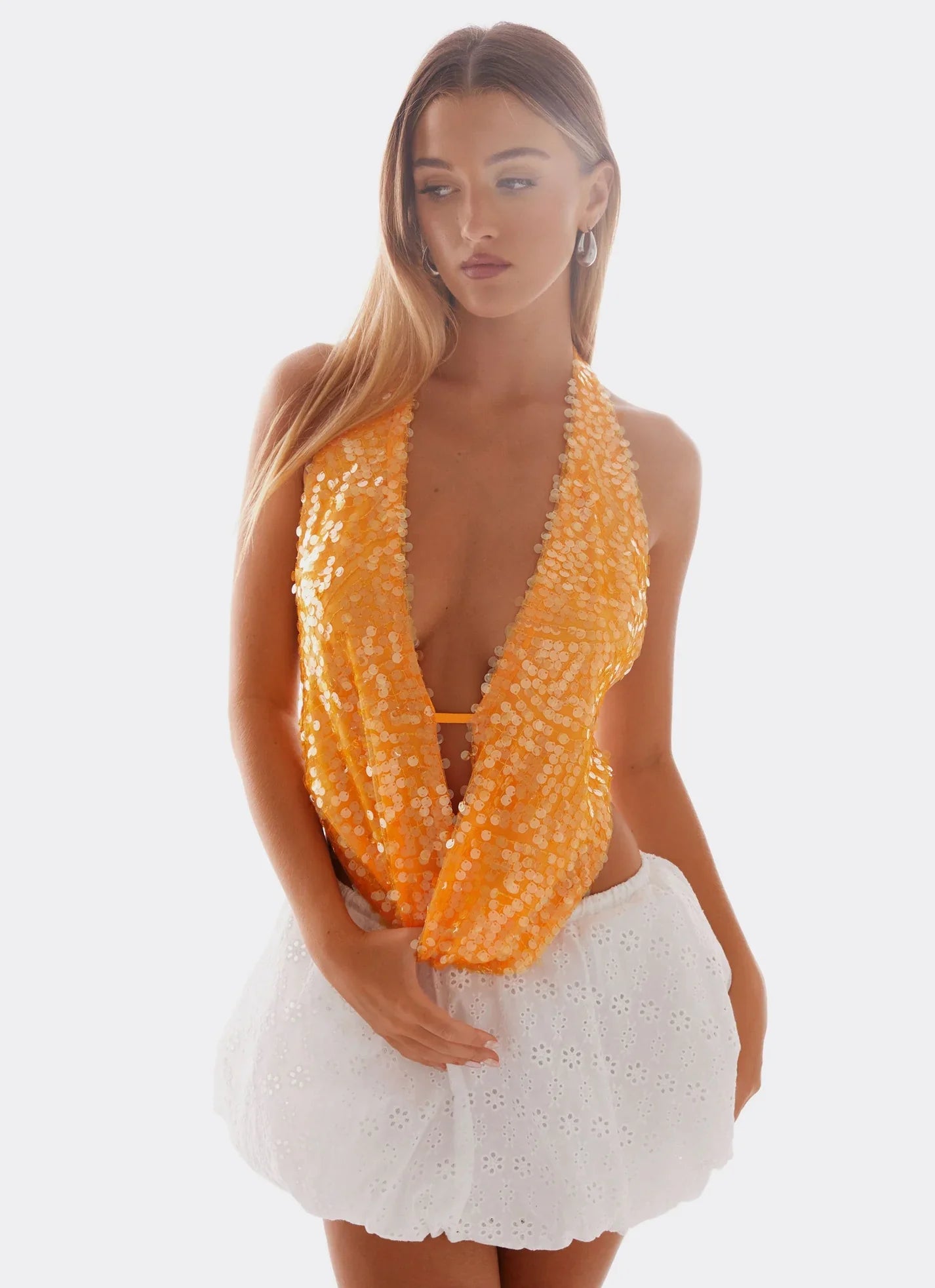LUNA ORANGE COWL TOP