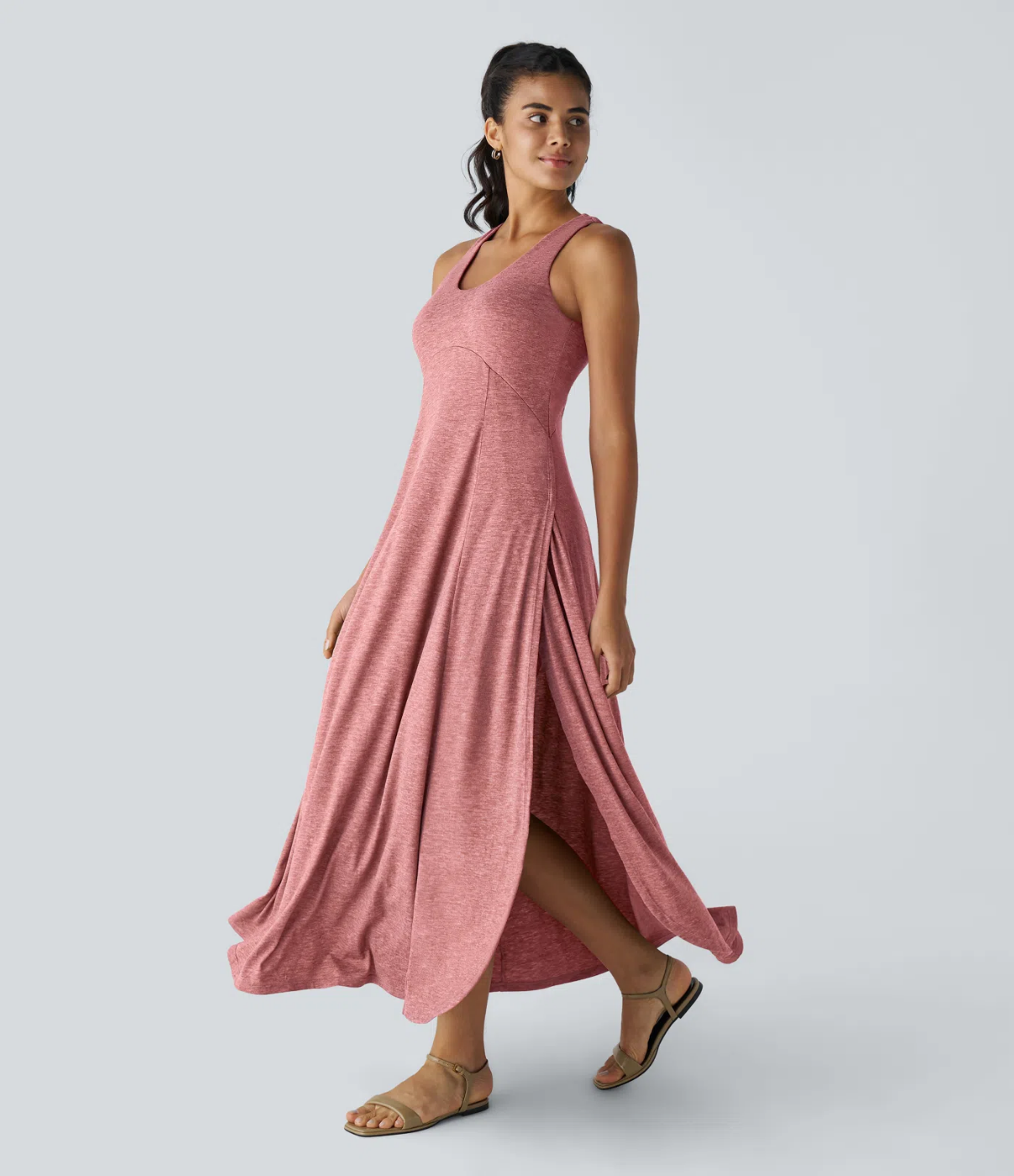 Halara | Maxi Dress con Spacco Laterale e Schiena Scoperta