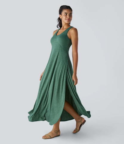 Halara | Maxi Dress con Spacco Laterale e Schiena Scoperta