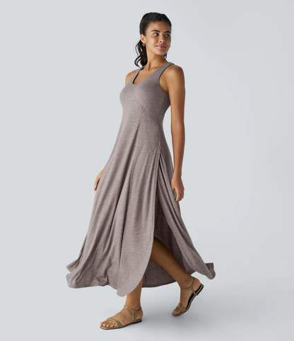 Halara | Maxi Dress con Spacco Laterale e Schiena Scoperta