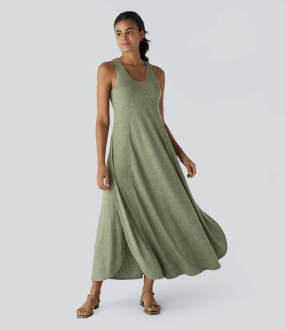 Halara | Maxi Dress con Spacco Laterale e Schiena Scoperta