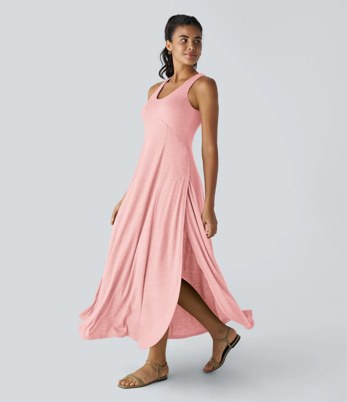 Halara | Maxi Dress con Spacco Laterale e Schiena Scoperta
