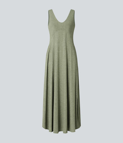 Halara | Maxi Dress con Spacco Laterale e Schiena Scoperta