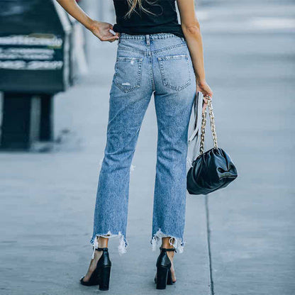 GIADA RIPPED RAW EDGE JEANS