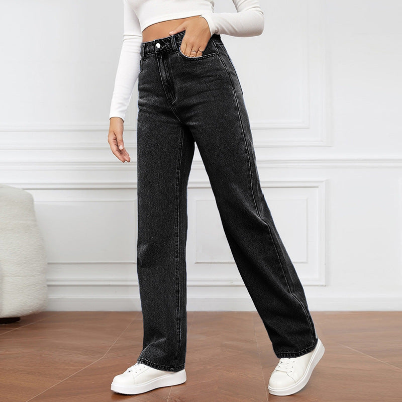 SORELLA HØJTALJET VASKET STRAIGHT JEANS