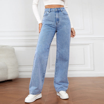 SORELLA HØJTALJET VASKET STRAIGHT JEANS