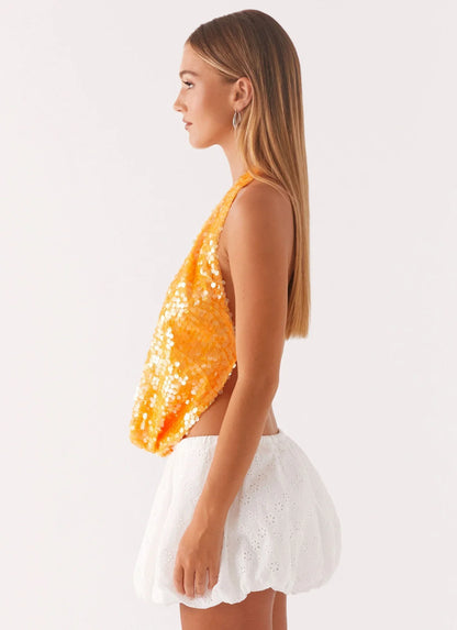LUNA ORANGE COWL TOP